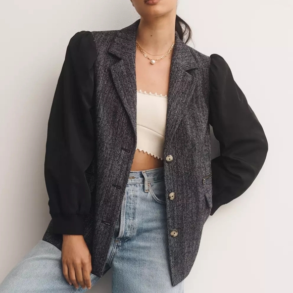 Anthropologie Maeve Mixed Media Relaxed Jacket